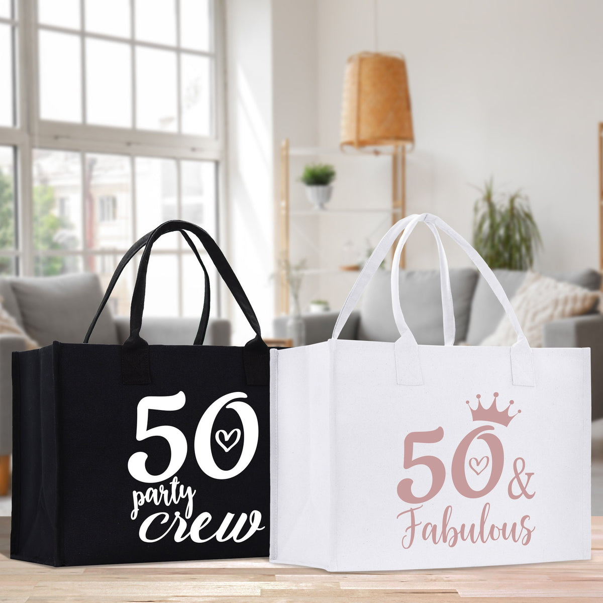 50 Fifty and Fabulous 50th Party Crew Age Birthday Cotton Canvas Tote