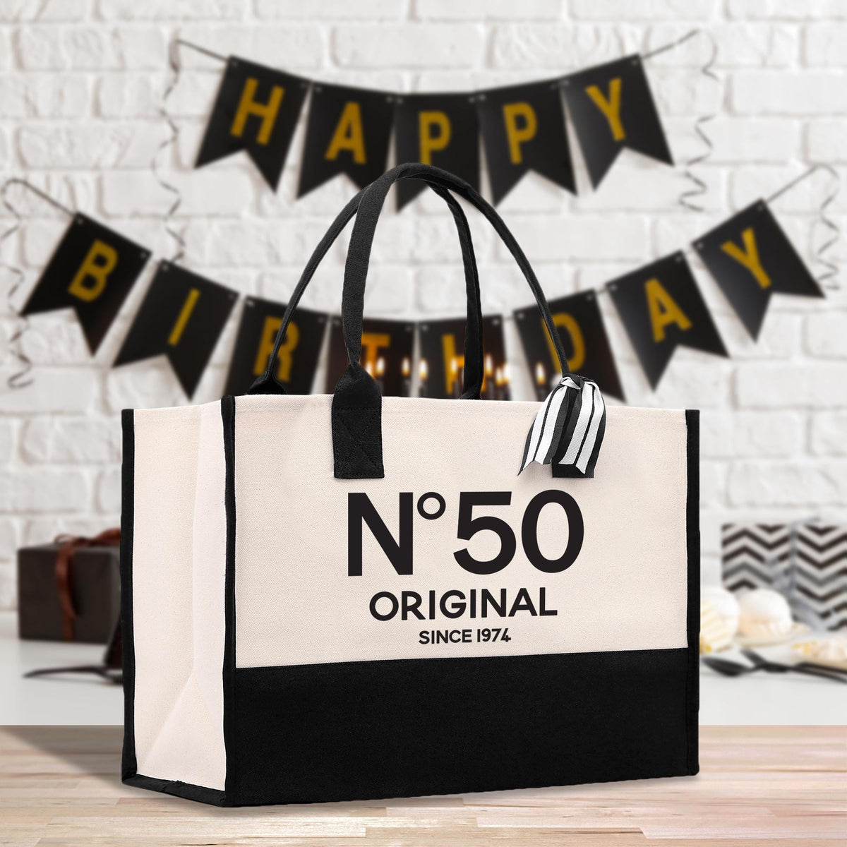 Birthday Celebration Personalized Gift Canvas Tote Bag with Name