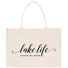 a white bag with the words lake life on it