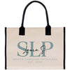 a tote bag with a monogrammed logo