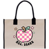 a tote bag with an apple on it