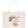 a tote bag with a child's drawing on it