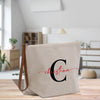 a canvas bag with the letter c on it