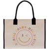 a tote bag with a smiley face on it