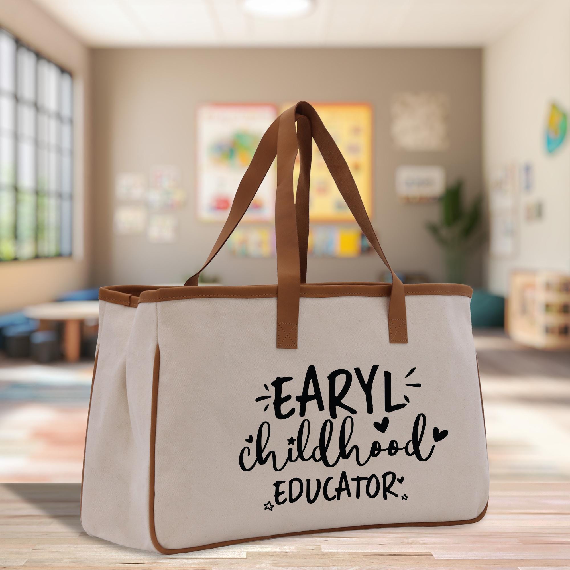 a canvas bag that says early childhood education