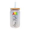 a white glass with a straw in it