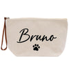 a white canvas bag with a dog's paw on it