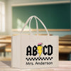 a white bag with a design on it