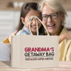 an older woman and young girl looking at a bag