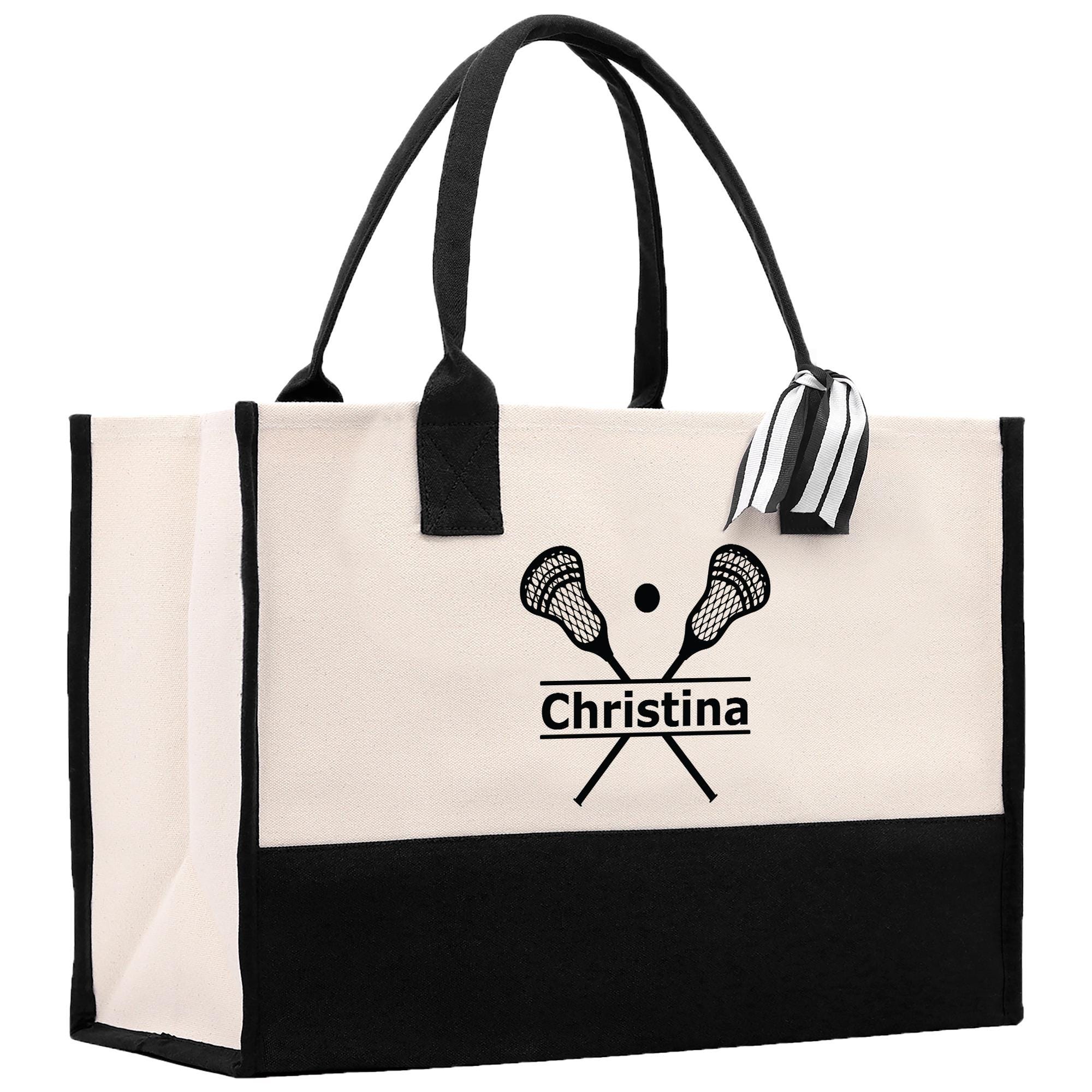 a black and white bag with a logo on it