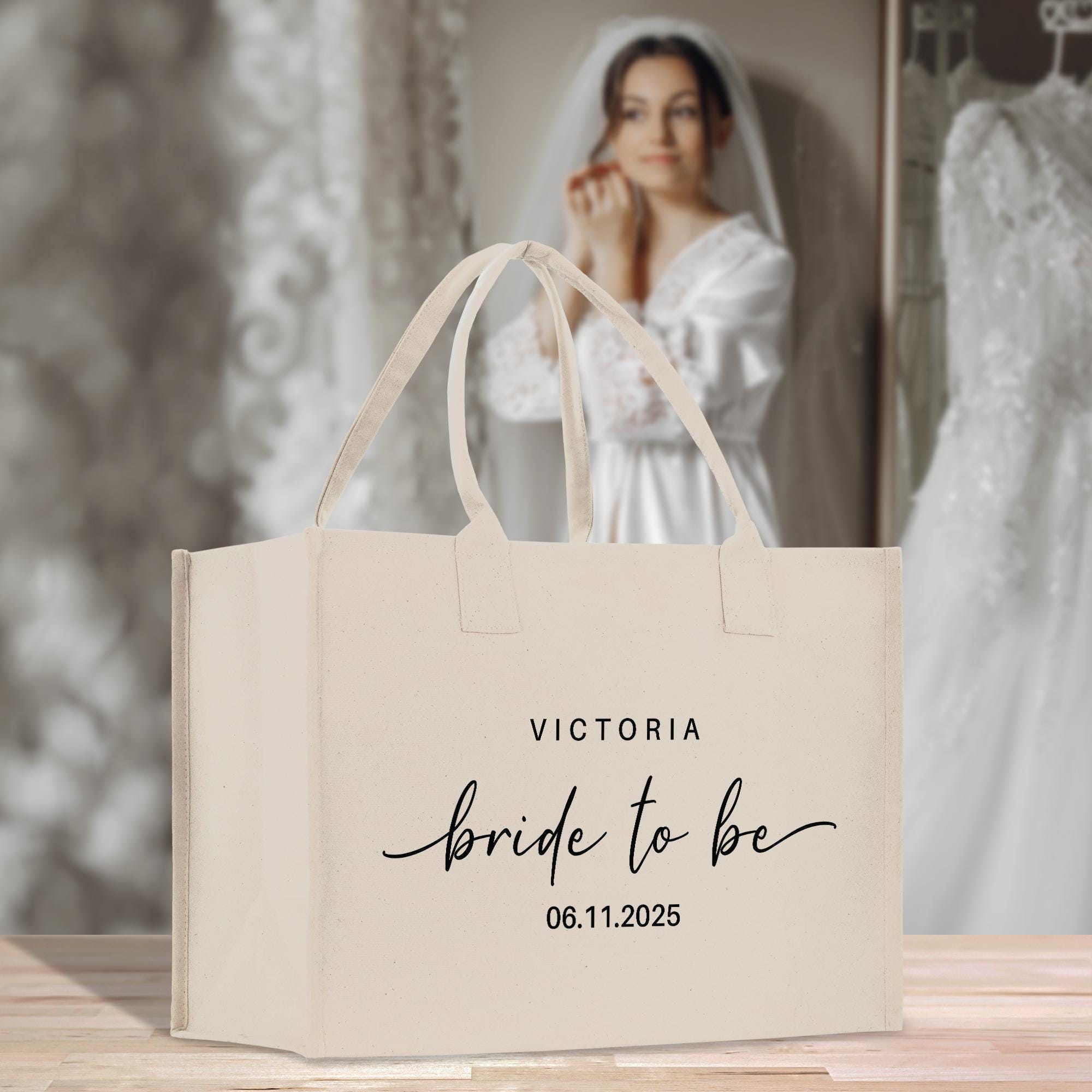 a bride to be bag sitting on a table