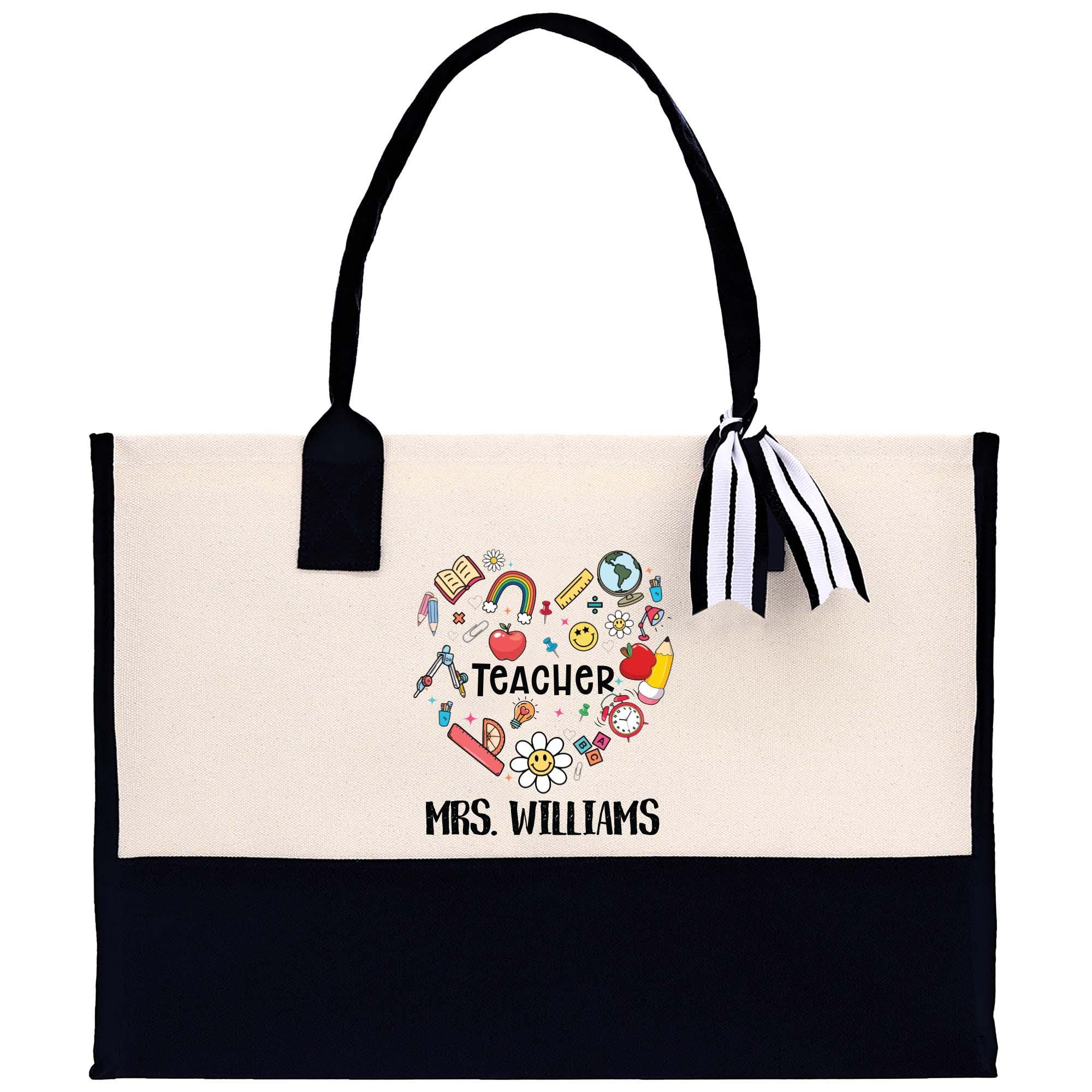 a white and black bag with a black handle