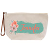 a canvas bag with a flower and name on it