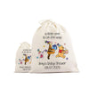 A white drawstring bag with a cartoon Winnie the Pooh theme and text that reads "a little one is on the way" and " Amy's Baby Shower 08.07.2025".
