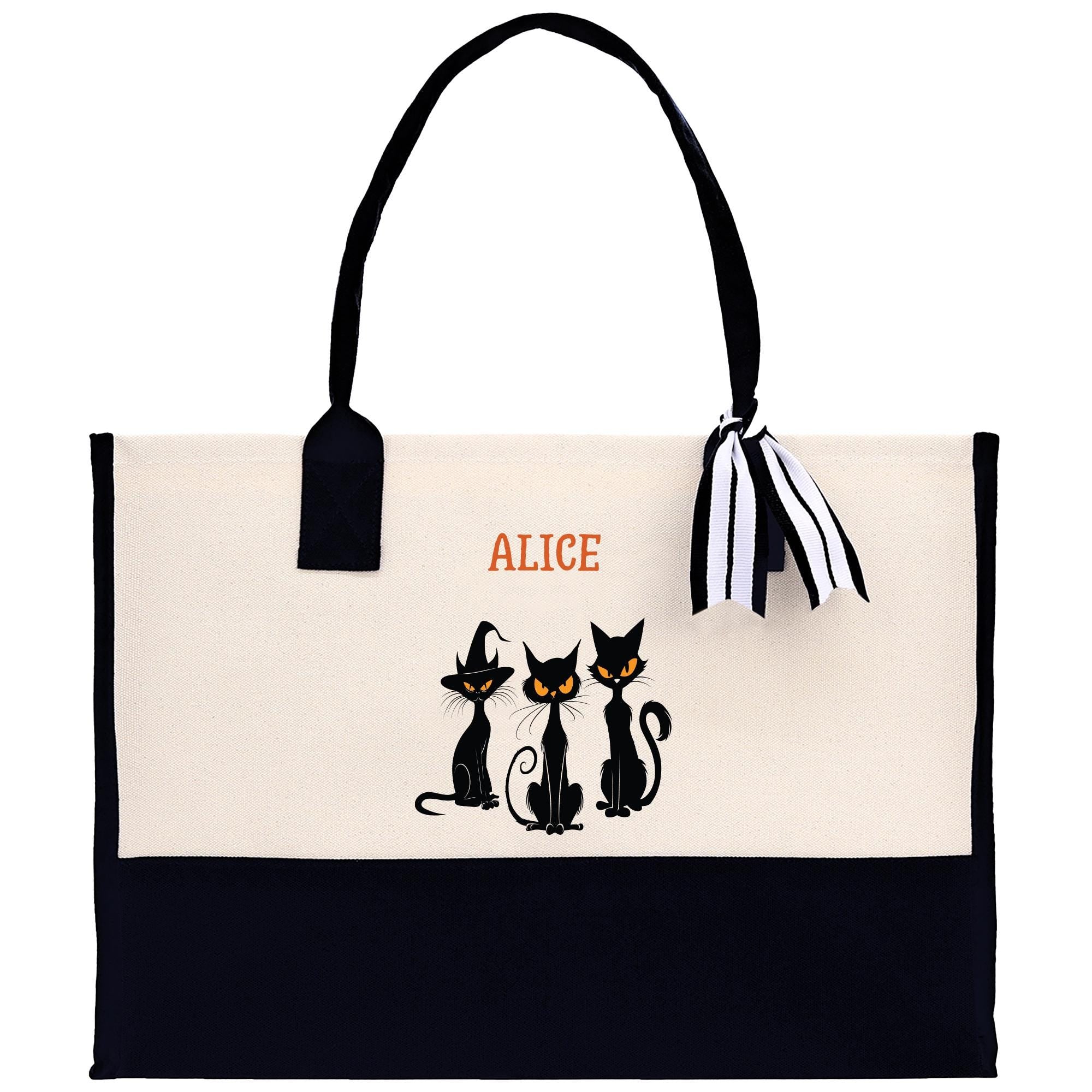 a black and white bag with two cats on it