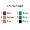 the color chart for a red, orange, green, and blue color scheme