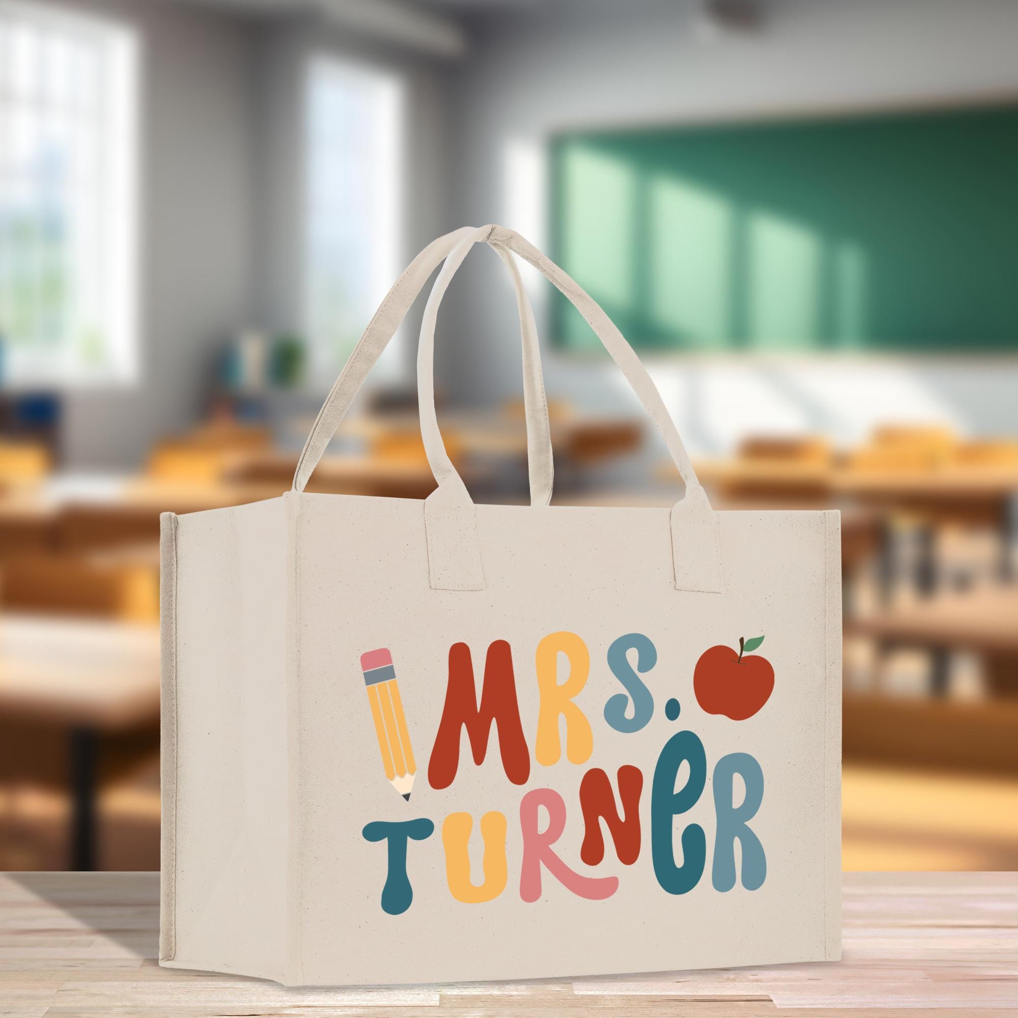 a white bag with the words mrs turner on it
