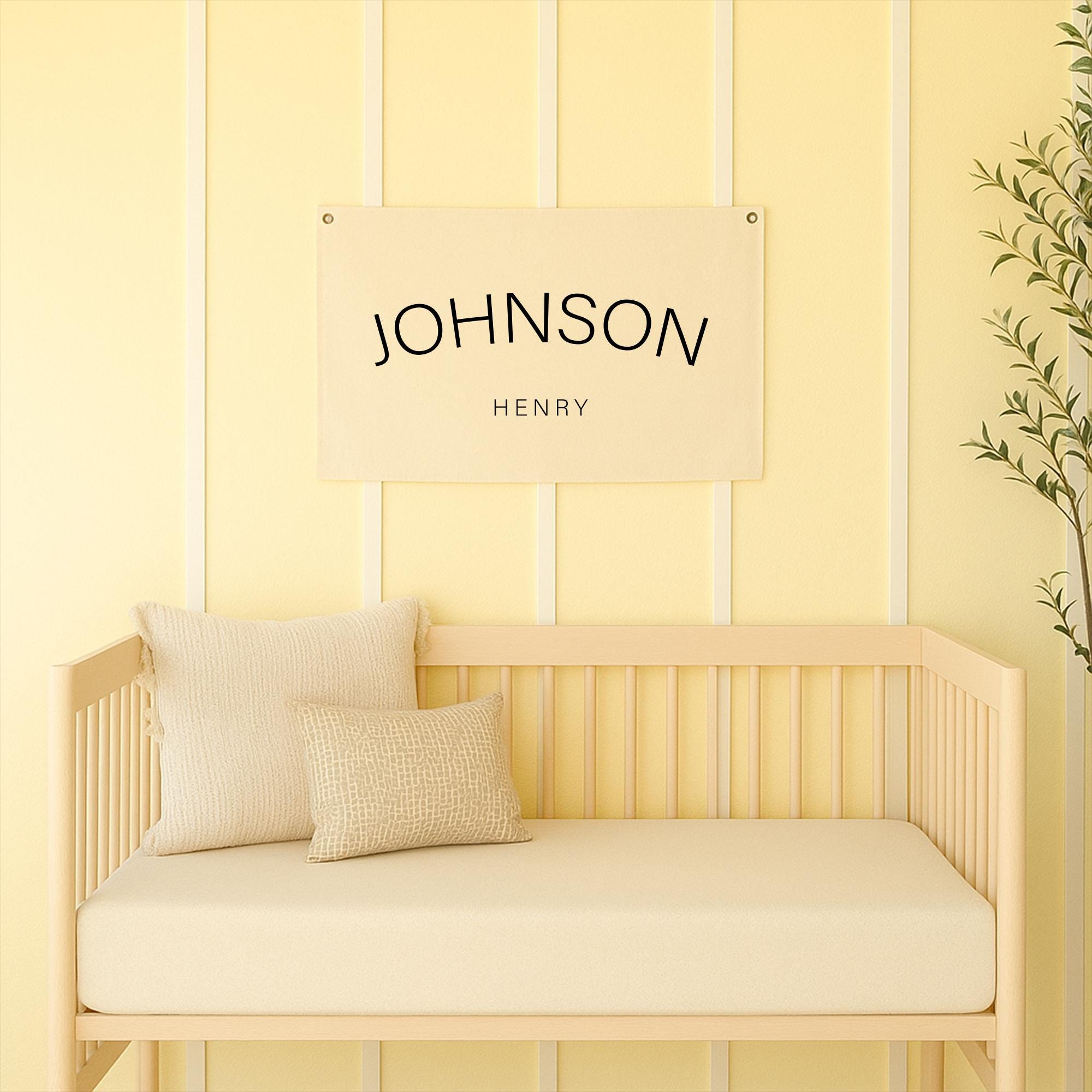 Personalized Nursery Name Flag Canvas Rectangle Wall Decor Custom Baby Gift (CBR1001)