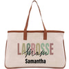 a white bag with a brown leather handle