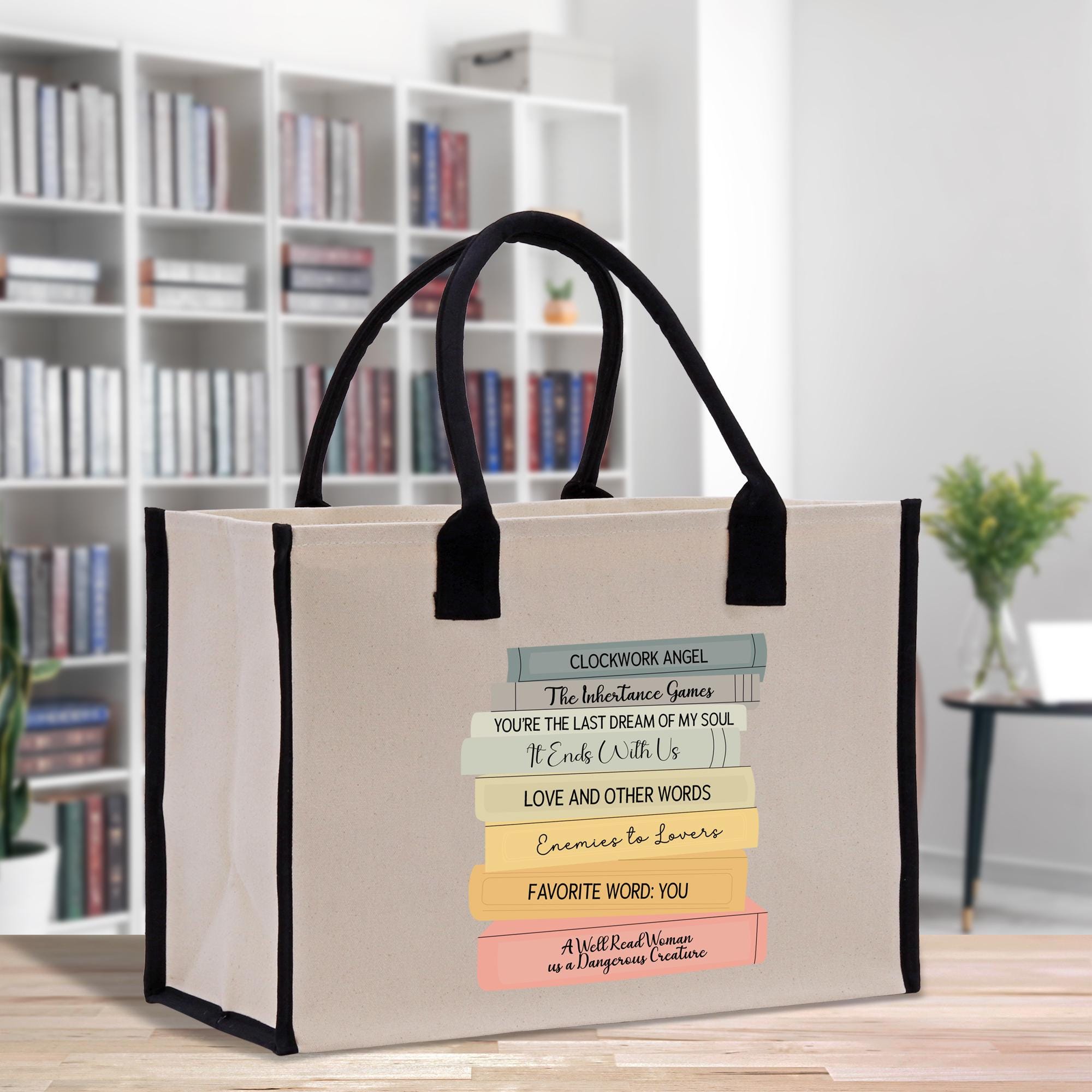 a shopping bag with a quote on it sitting on a table