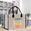 a shopping bag with a quote on it sitting on a table