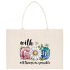 a white bag with the words with god all things are possible