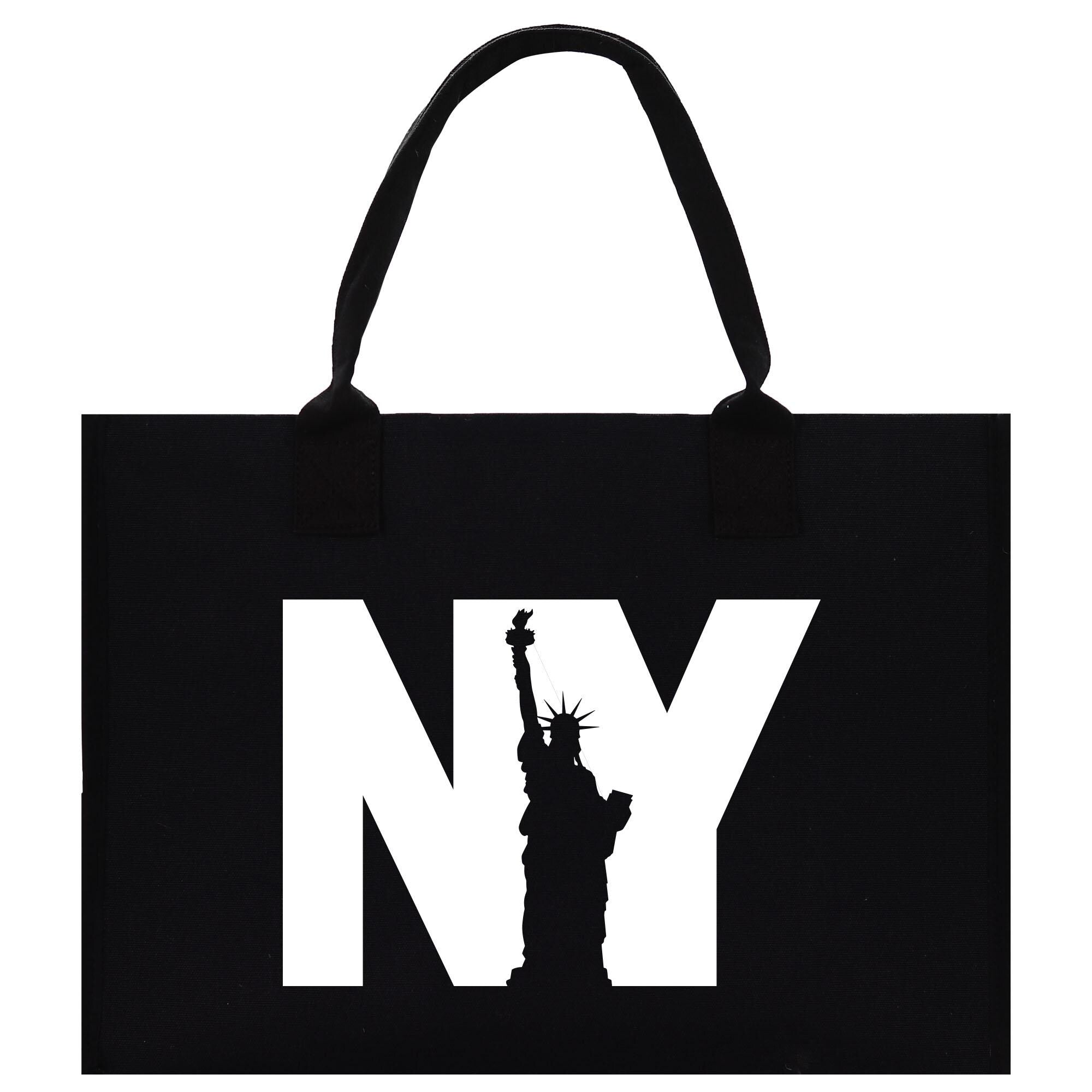 a black bag with the statue of liberty on it