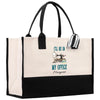 a black and white bag with a dog on it