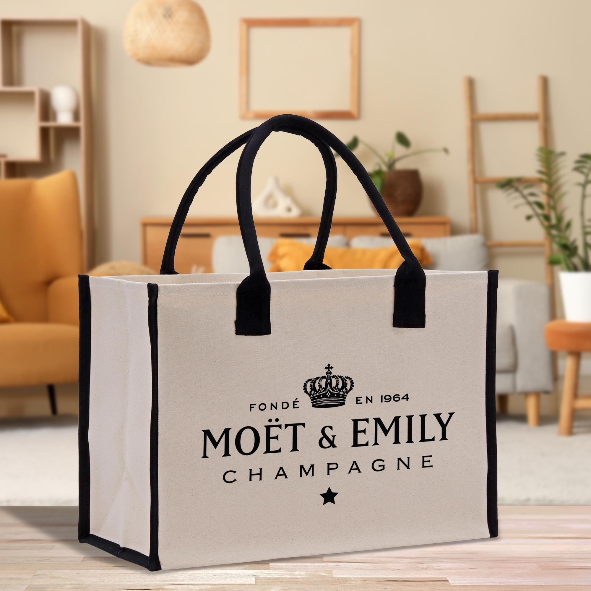 a white and black bag with a crown on it