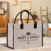 a white and black bag with a crown on it