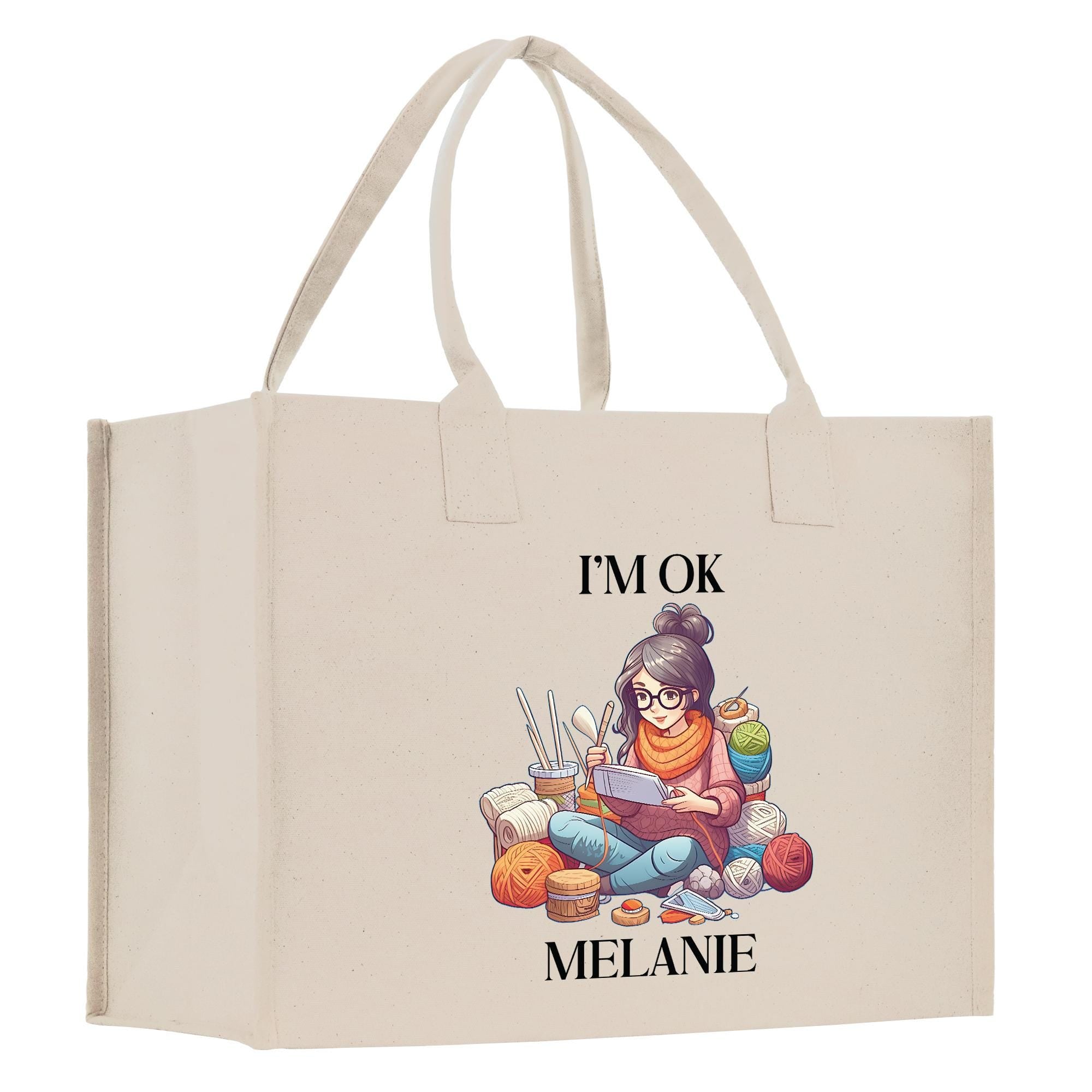 a bag with a picture of a girl reading a book