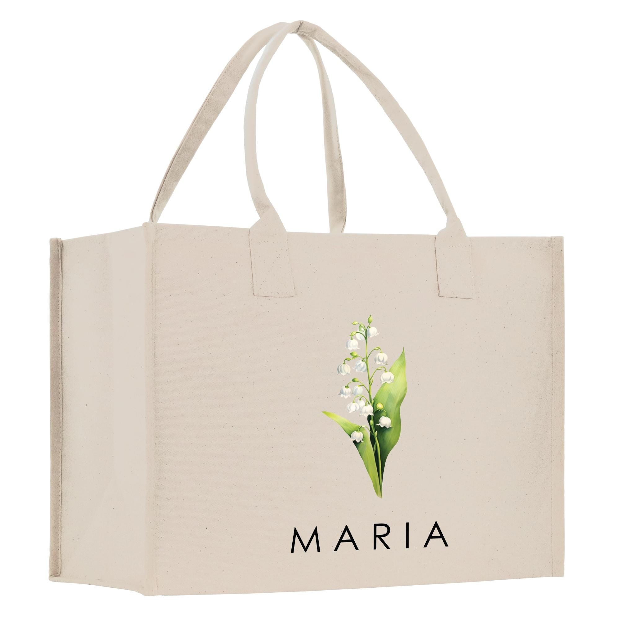 a white shopping bag with a picture of a flower