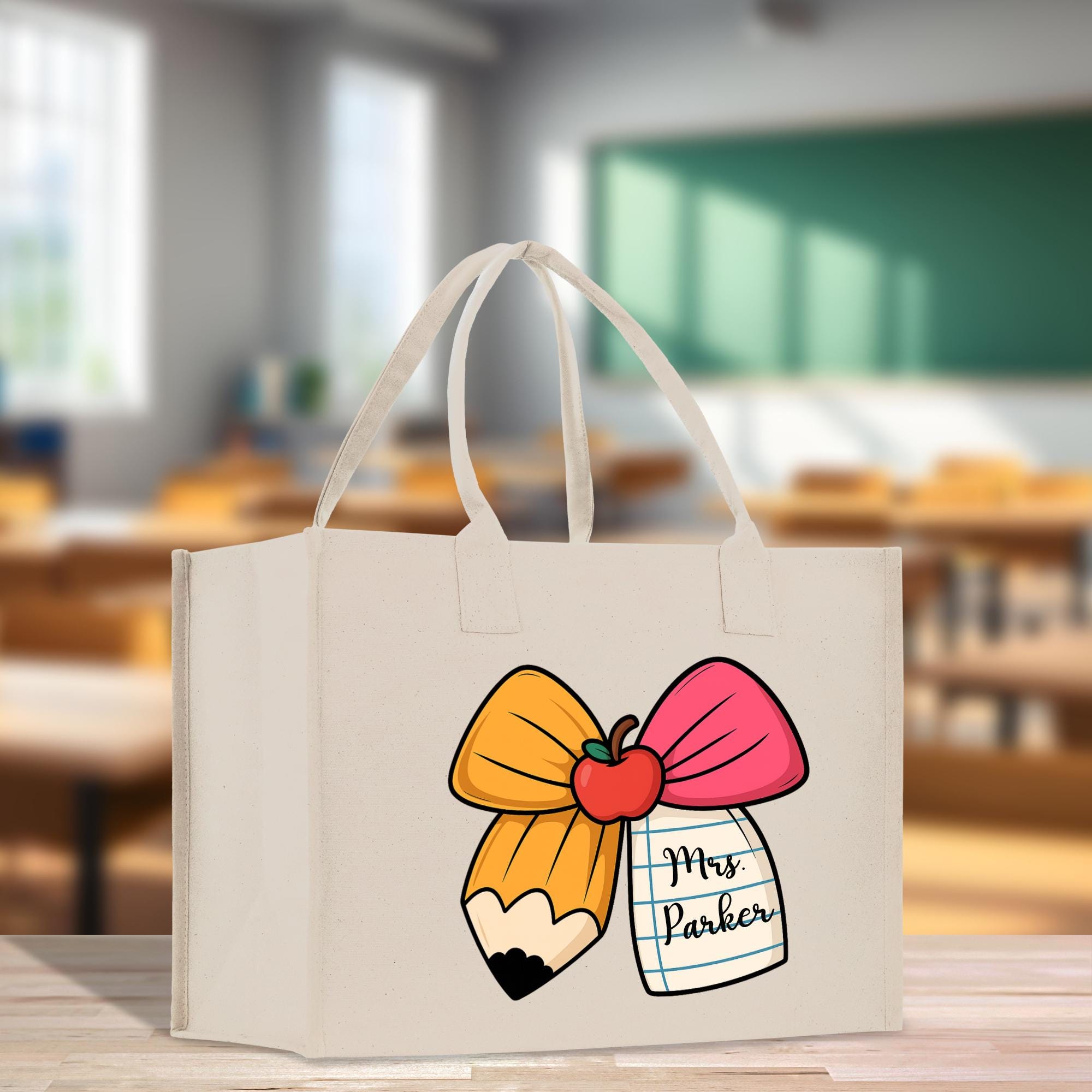 a white bag with a picture of a jar and a bow on it