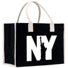 a black and white bag with the statue of liberty on it
