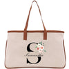 a personalized canvas tote bag with flowers