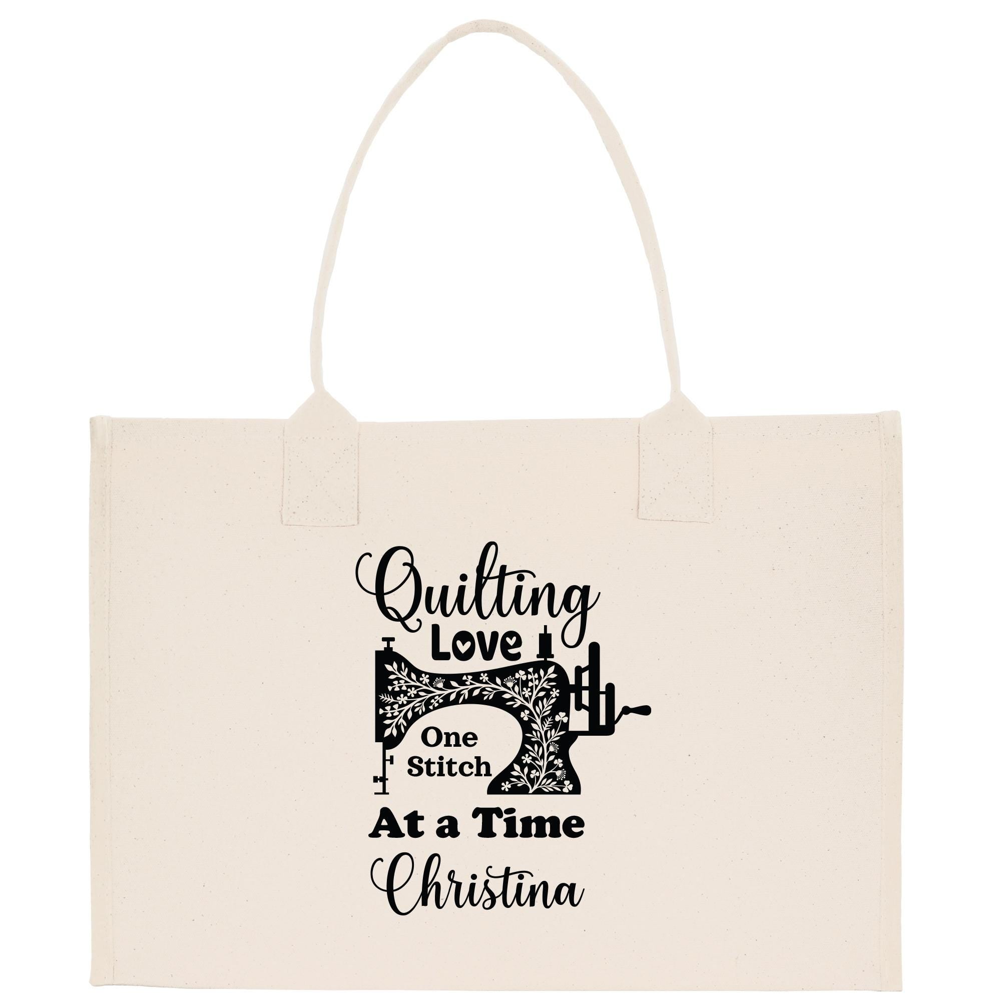 a tote bag with a sewing machine on it