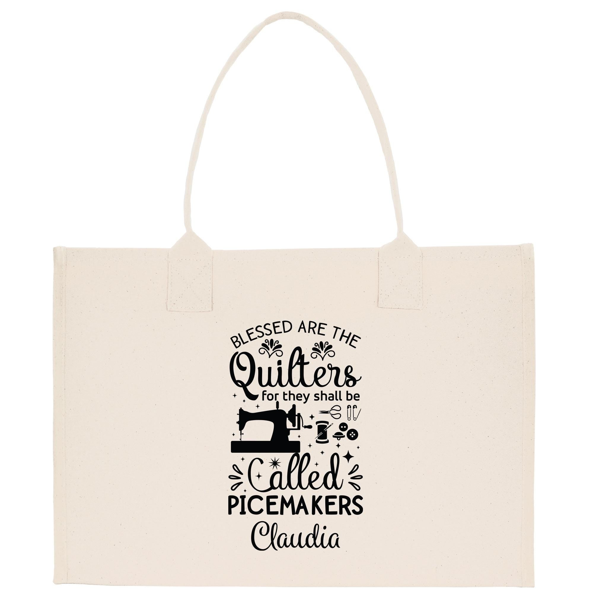 a tote bag with a sewing quote on it