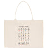 a tote bag with a list of words on it