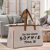 a canvas tote bag with the words the one where sophie turns 10