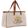 a canvas tote bag with a rainbow and thank you for all you do