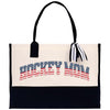 a white and black bag with an american flag on it