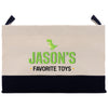 a white bag with a black bottom and a green logo on it