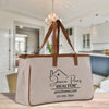 a bag sitting on top of a wooden table