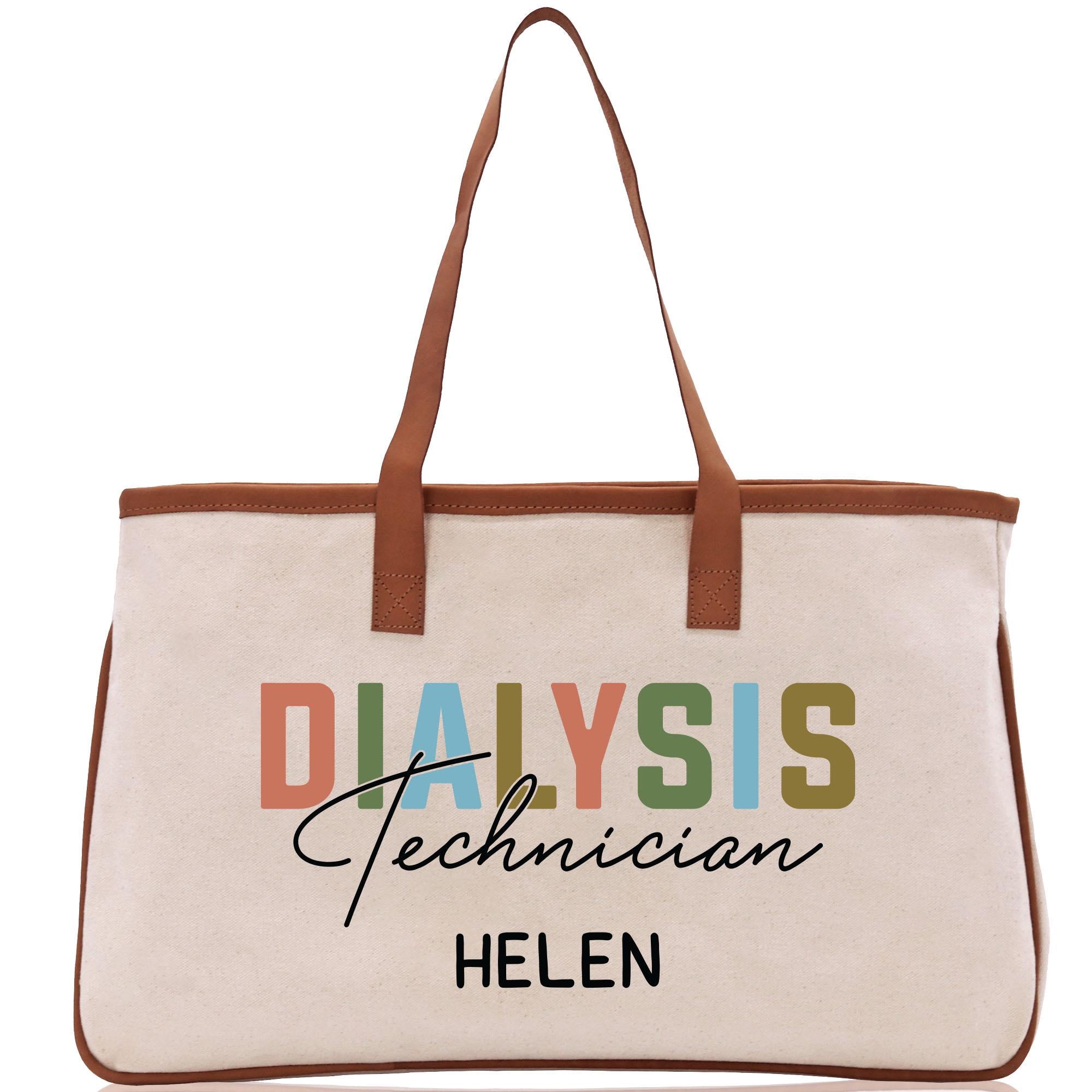 a canvas tote bag with the words dialys is technician written on it