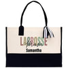 a white and black bag with a black handle