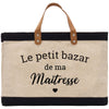 a black and white bag with the words le petit bazar de ma mat
