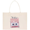 a tote bag with a picture of a cassette tape