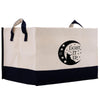 a black and white bag with a cat on it