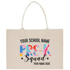 a tote bag with the words, your school name, and a picture of