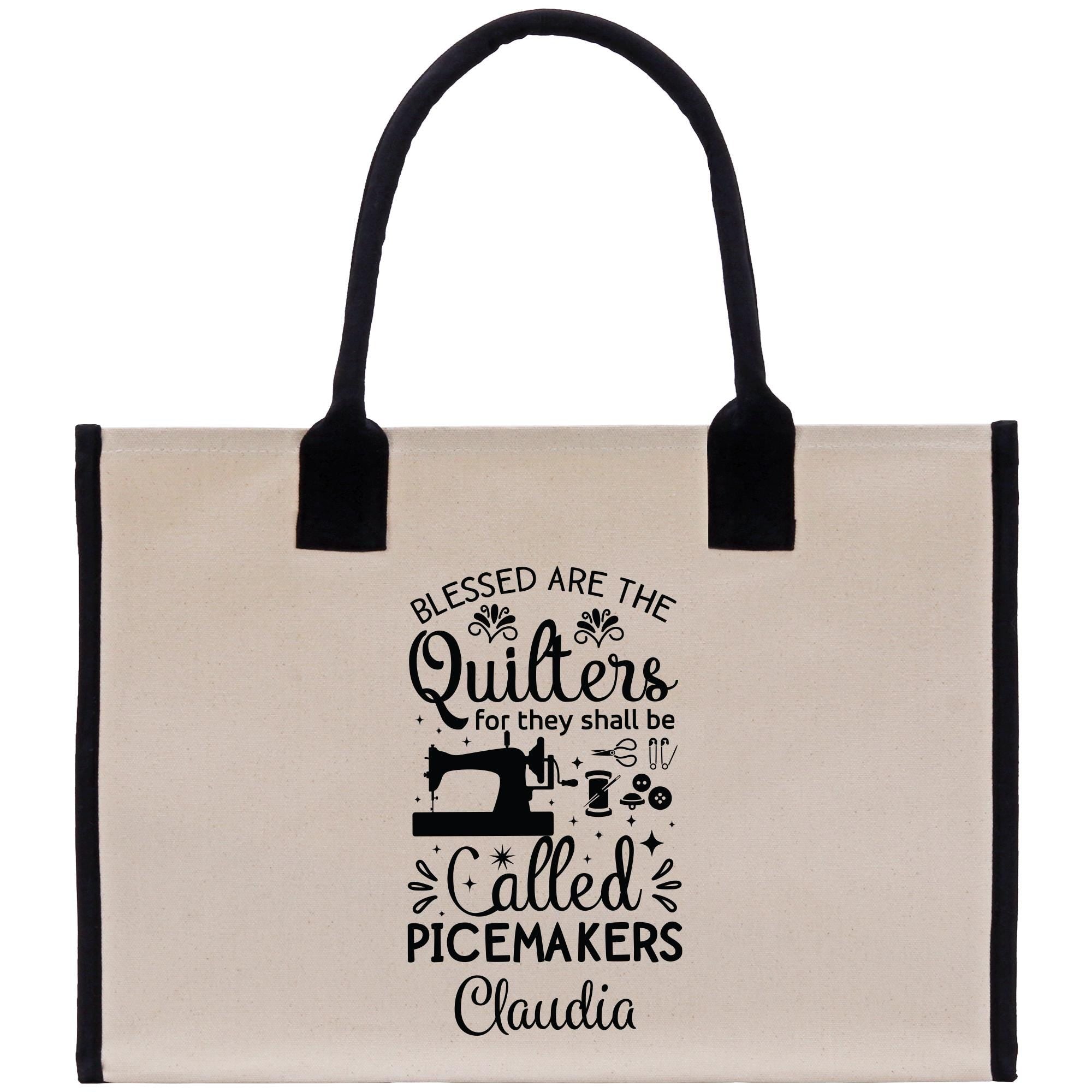 a tote bag with a sewing quote